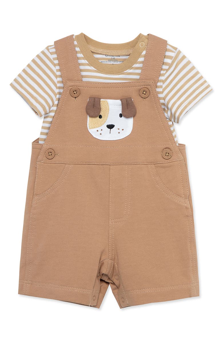 Little Me Puppy 2-Piece Shortall Set, Alternate, color, 