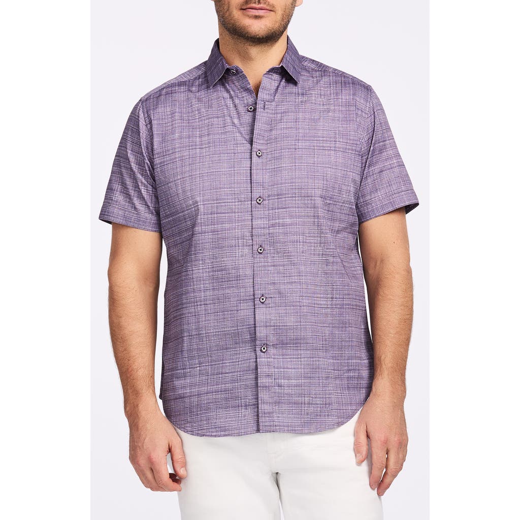 Robert Graham Roth Short Sleeve Cotton Button-up Shirt In Lilac