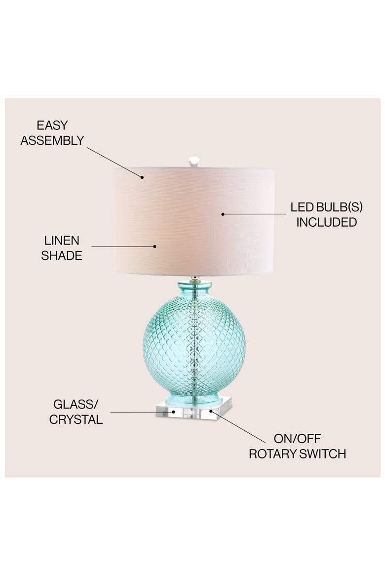Estelle Glass and Crystal LED Table Lamp, Alternate, color, Aqua/Clear
