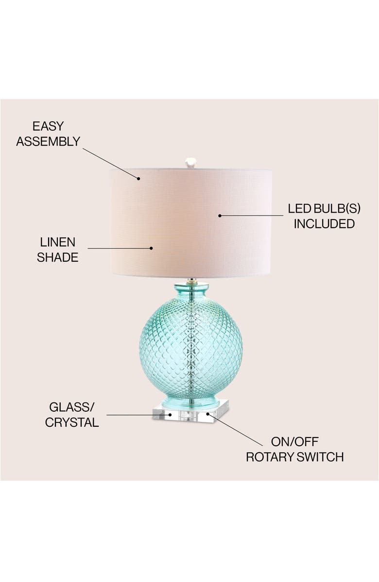 JONATHAN Y Estelle 26" Glass and Crystal LED Table Lamp, Aqua, Alternate, color, Aqua/Clear