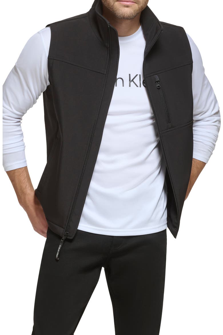 Softshell Fleece Vest, Main, color, BLACK