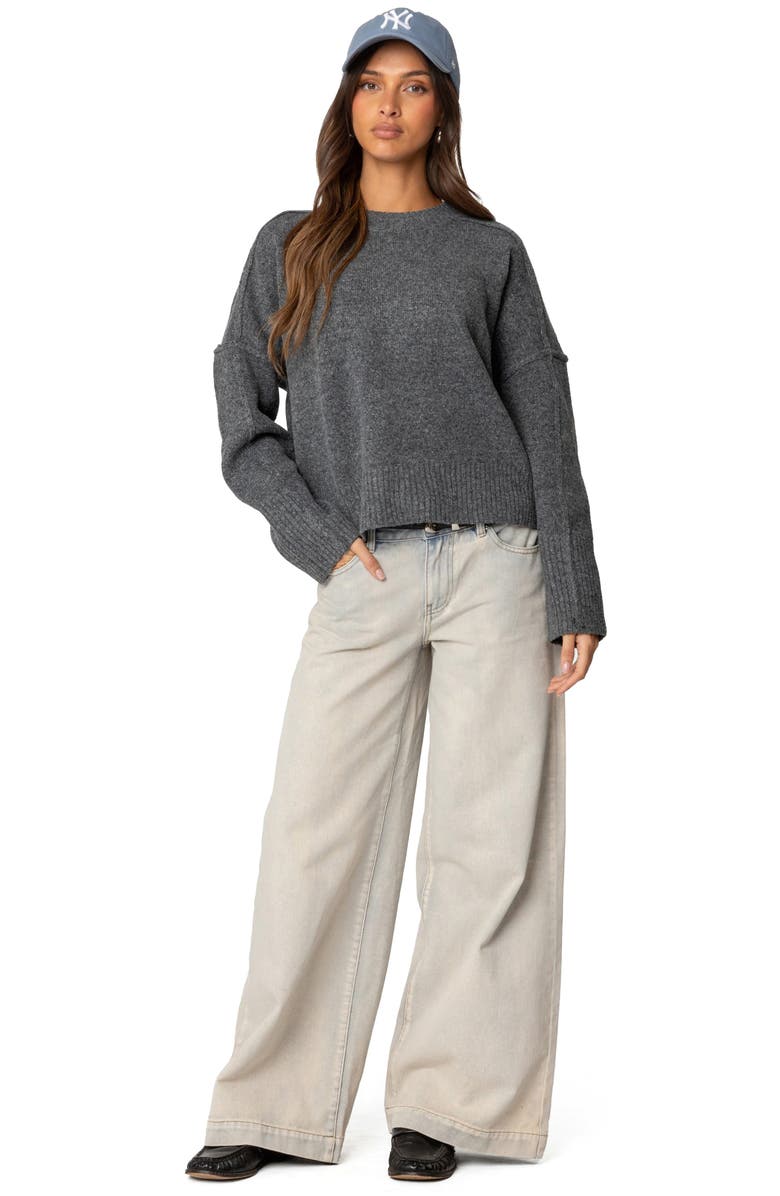 EDIKTED Shirley Oversize Crewneck Sweater, Alternate, color, Dark-Gray