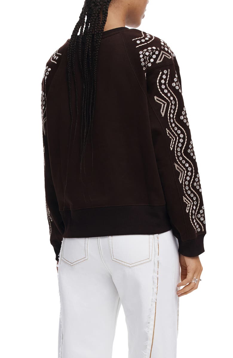 Desigual Embroidered Sleeve Sweatshirt, Alternate, color, Brown