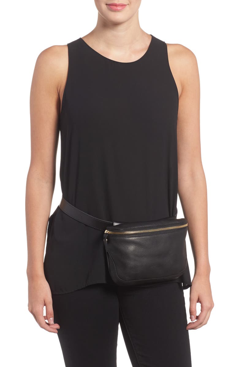 Clare V. Leather Belt Bag, Alternate, color,