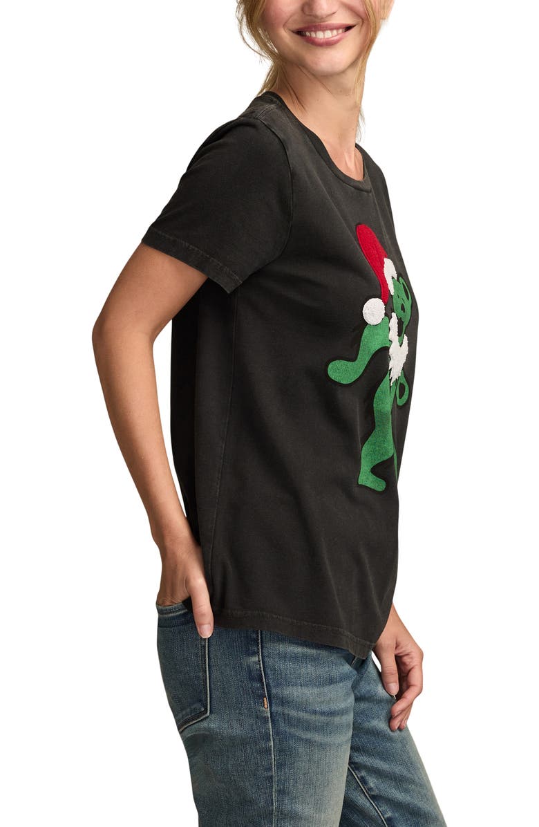 Lucky Brand Grateful Dead Santa Bear Cotton Graphic T-Shirt, Alternate, color, Jet Black