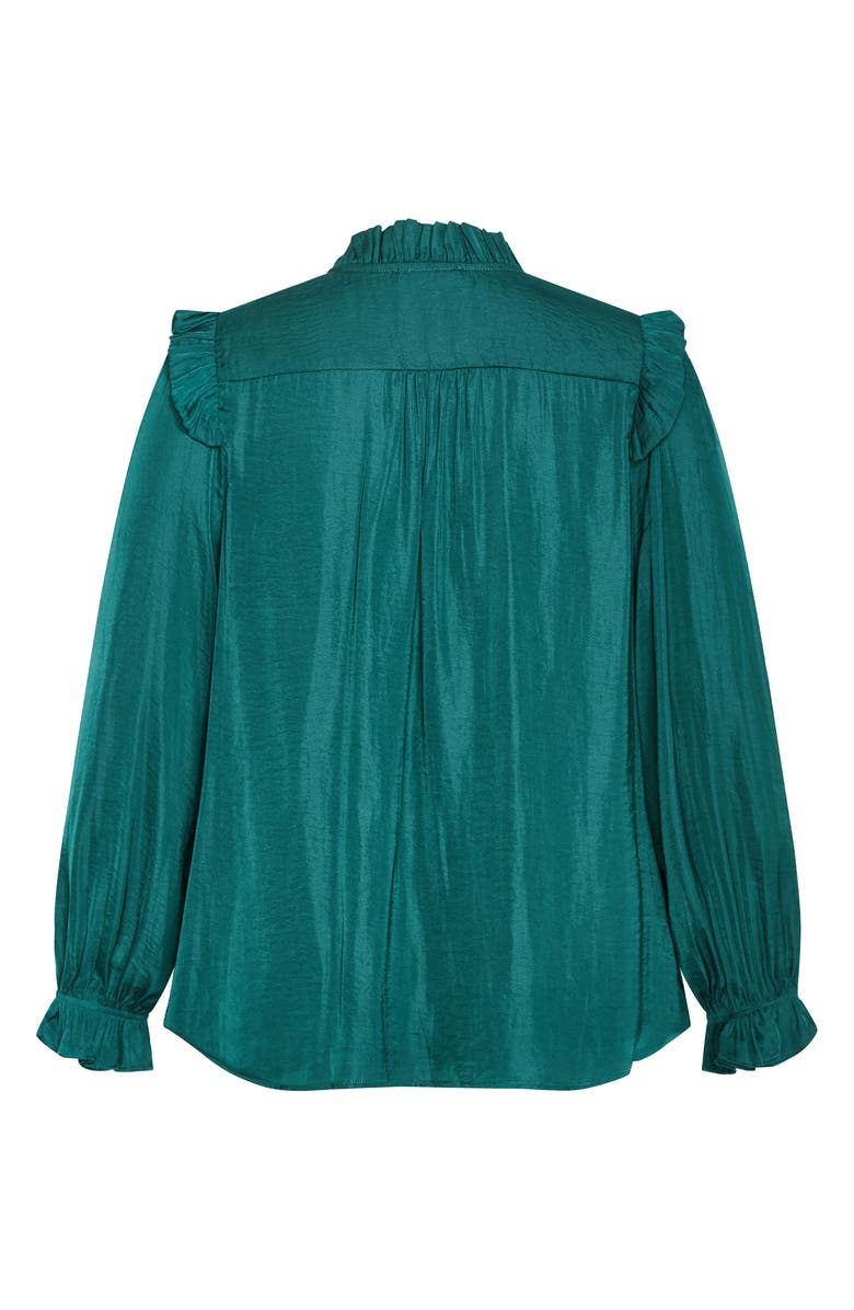 City Chic Jocelyn Ruffle Gathered Top, Alternate, color, Jade