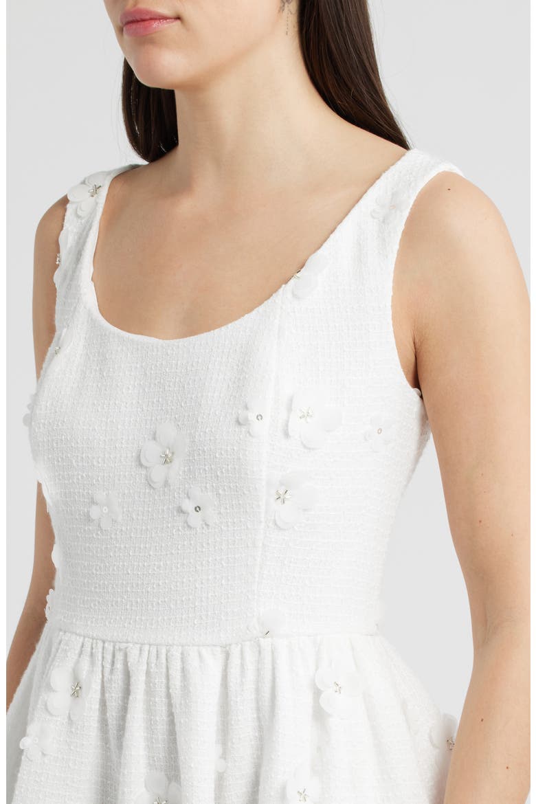 Floral Appliqué Sleeveless Fit & Flare Dress, Alternate, color, IVORY