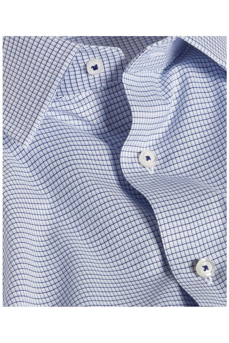 Trim Fit Microcheck Stretch Twill Dress Shirt, Alternate, color, NAVY/ SKY