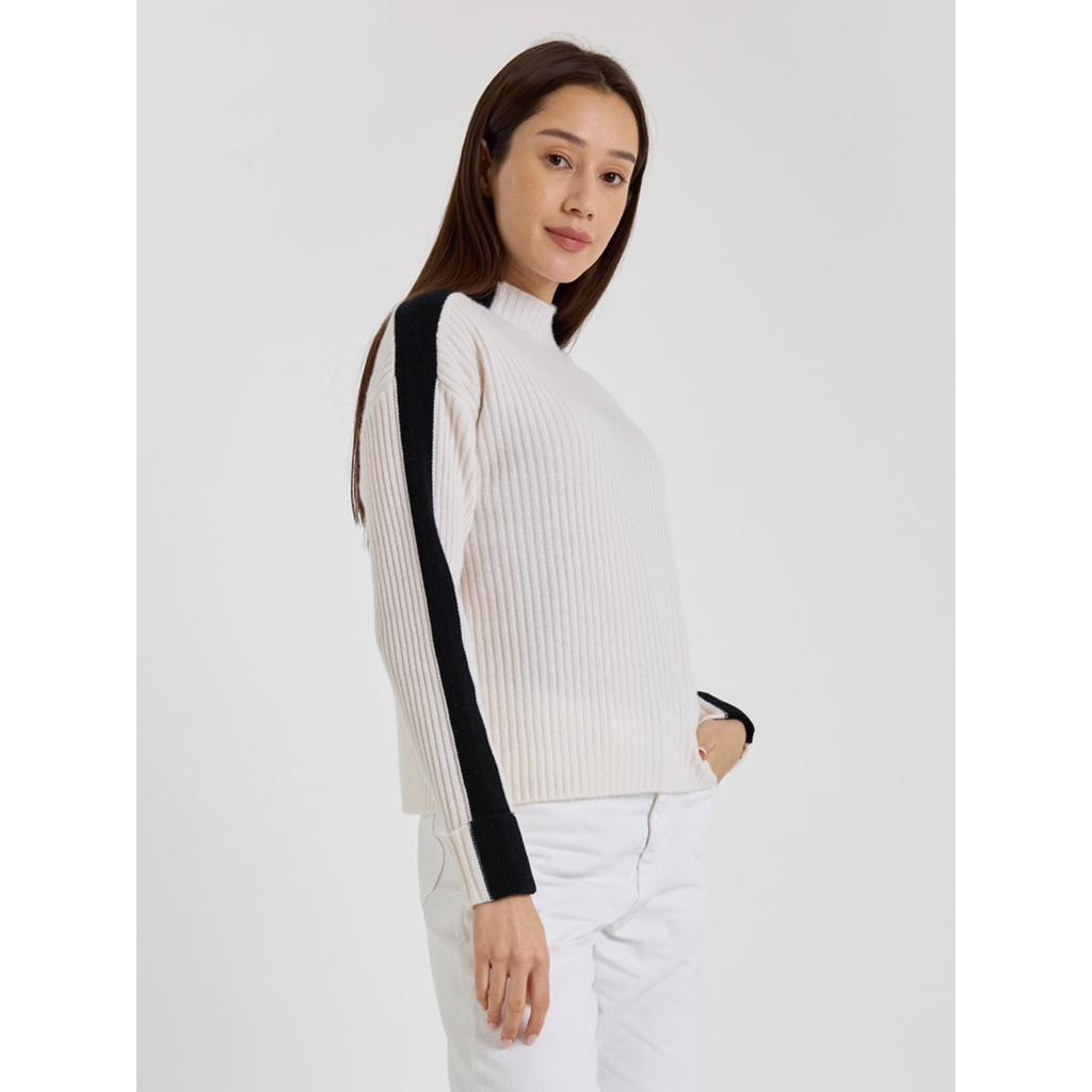 Brodie Pure Cashmere Chamonix Mock Neck 100% Cashmere Sweater in Organic White  product