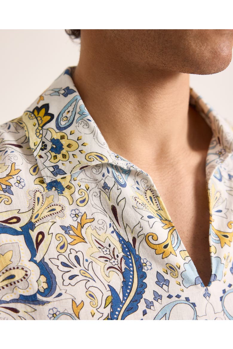 Vincent Linen Relaxed Fit Overhead Linen Shirt with Fairground Print, Alternate, color, Multi/Blue