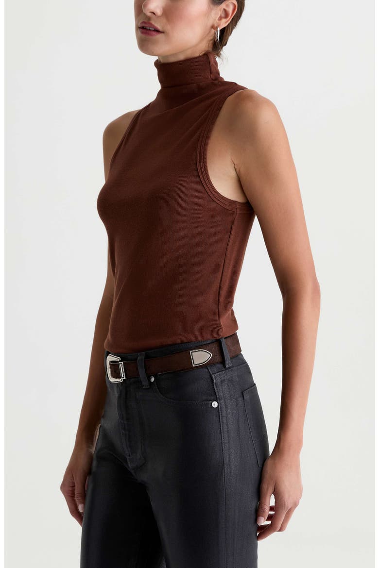 Faey Mock Neck Ribbed Tank, Alternate, color, CHESTNUT