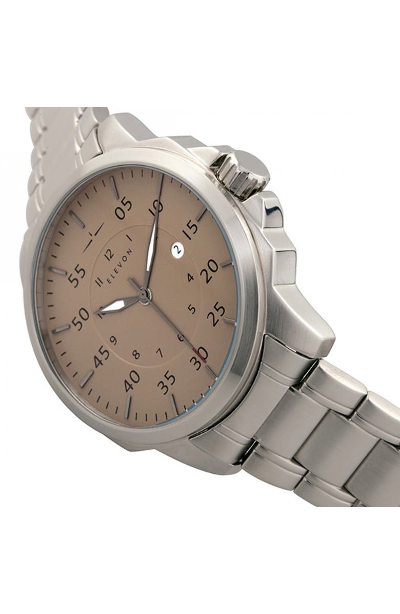 Elevon Hughes Bracelet Watch w/ Date, Alternate, color, Silver/Tan