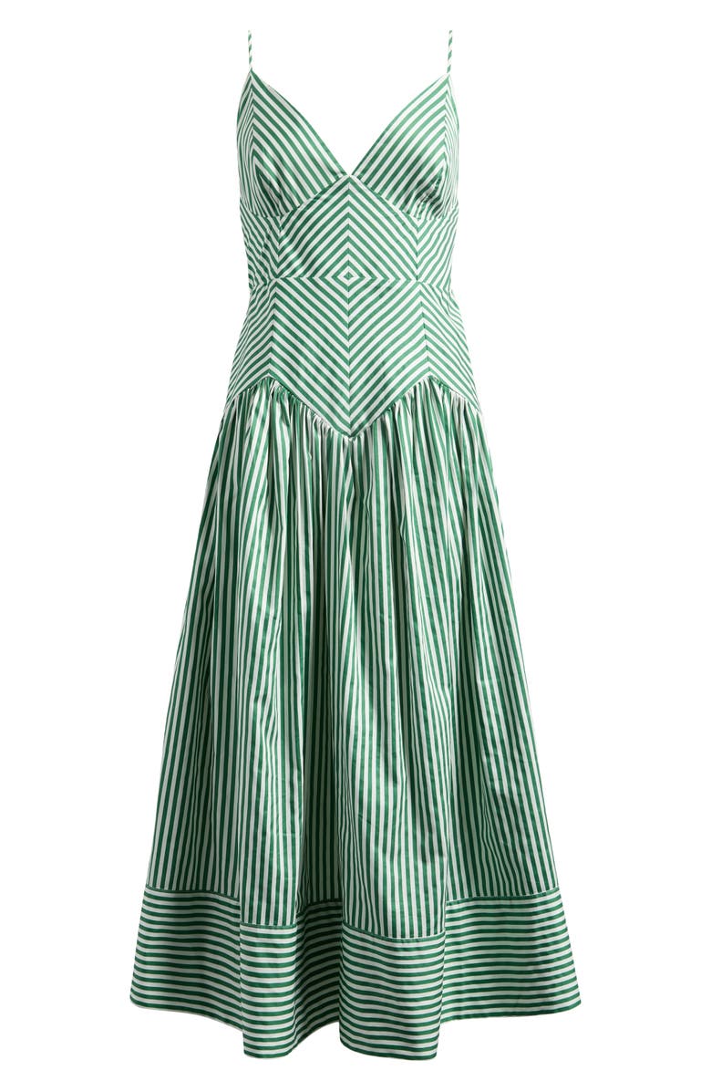 FARM Rio Stripe A-Line Midi Dress, Alternate, color, Green