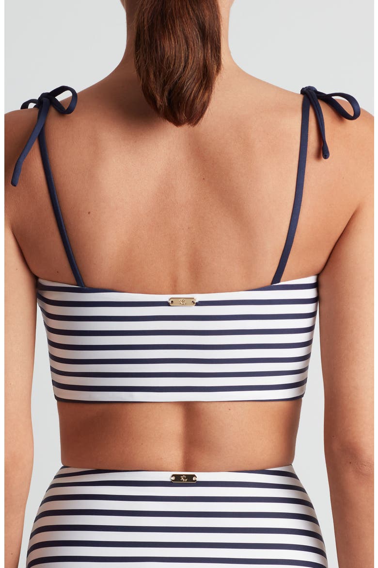 Tie Strap Crop Bikini Top, Alternate, color, NAVY WHITE