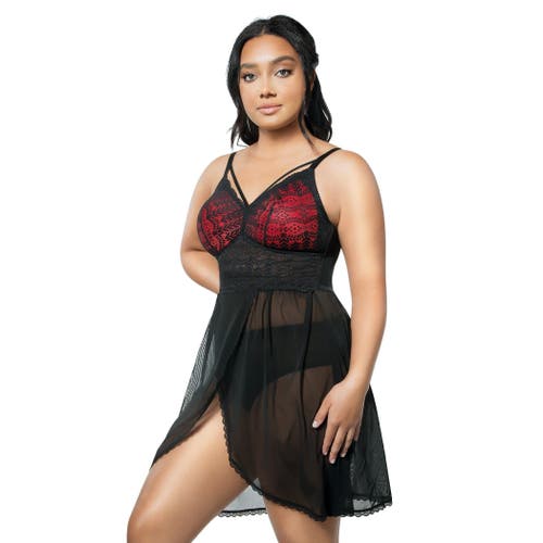 Parfait Plus Mia Lace Wire-free Lace Chemise In Black