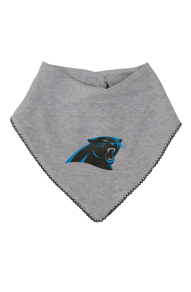 Outerstuff Girls Newborn & Infant Black/Heathered Gray Carolina Panthers All The Love Bodysuit Bib & Booties Set, Alternate, color, Black