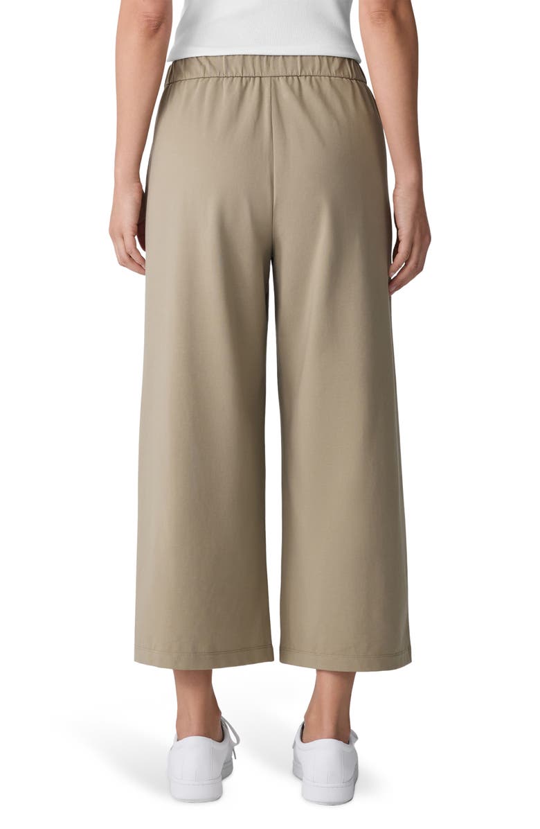Eileen Fisher Stretch Organic Cotton Crop Wide Leg Pants, Alternate, color, Twig