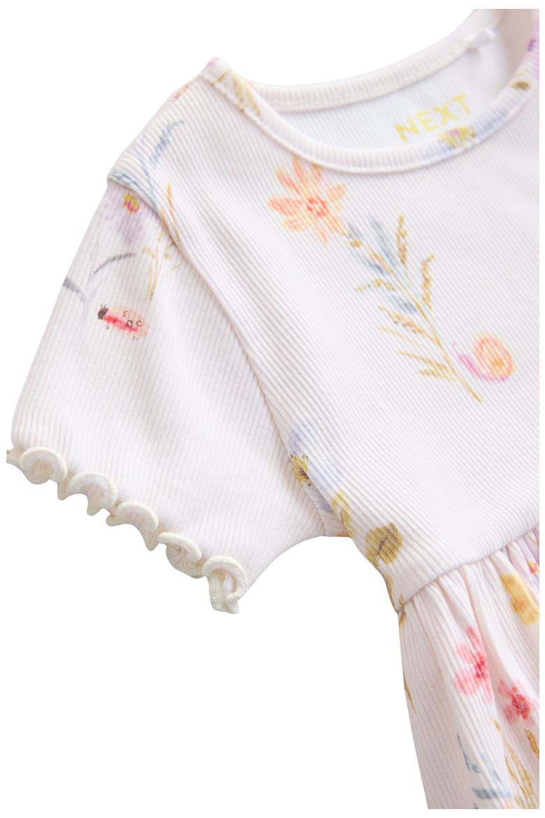 Kids' Floral Print Rib Dress, Alternate, color, CREAM