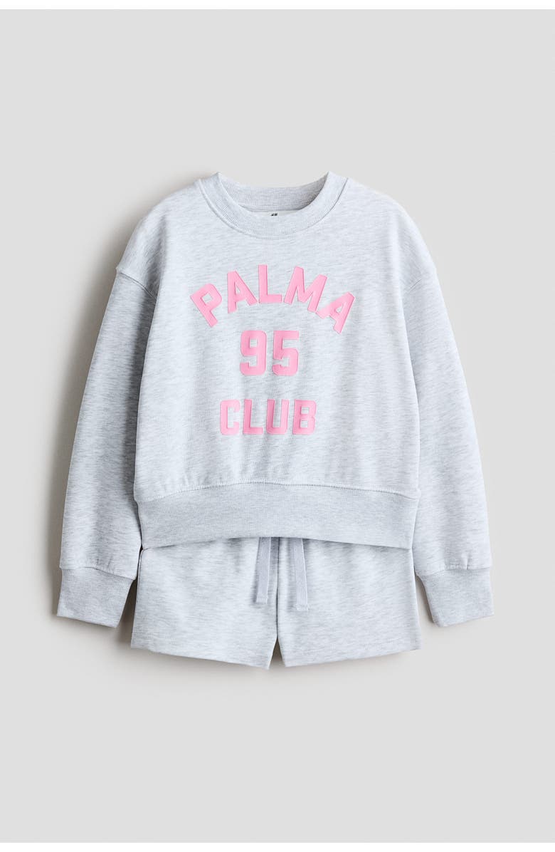 H&M 2-piece Sweatshirt Set, Main, color, Light Gray Melange/Palma