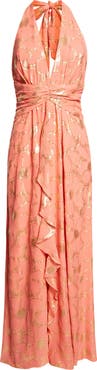 Ramy Brook Stephanie Metallic Daisy Print Halter Gown