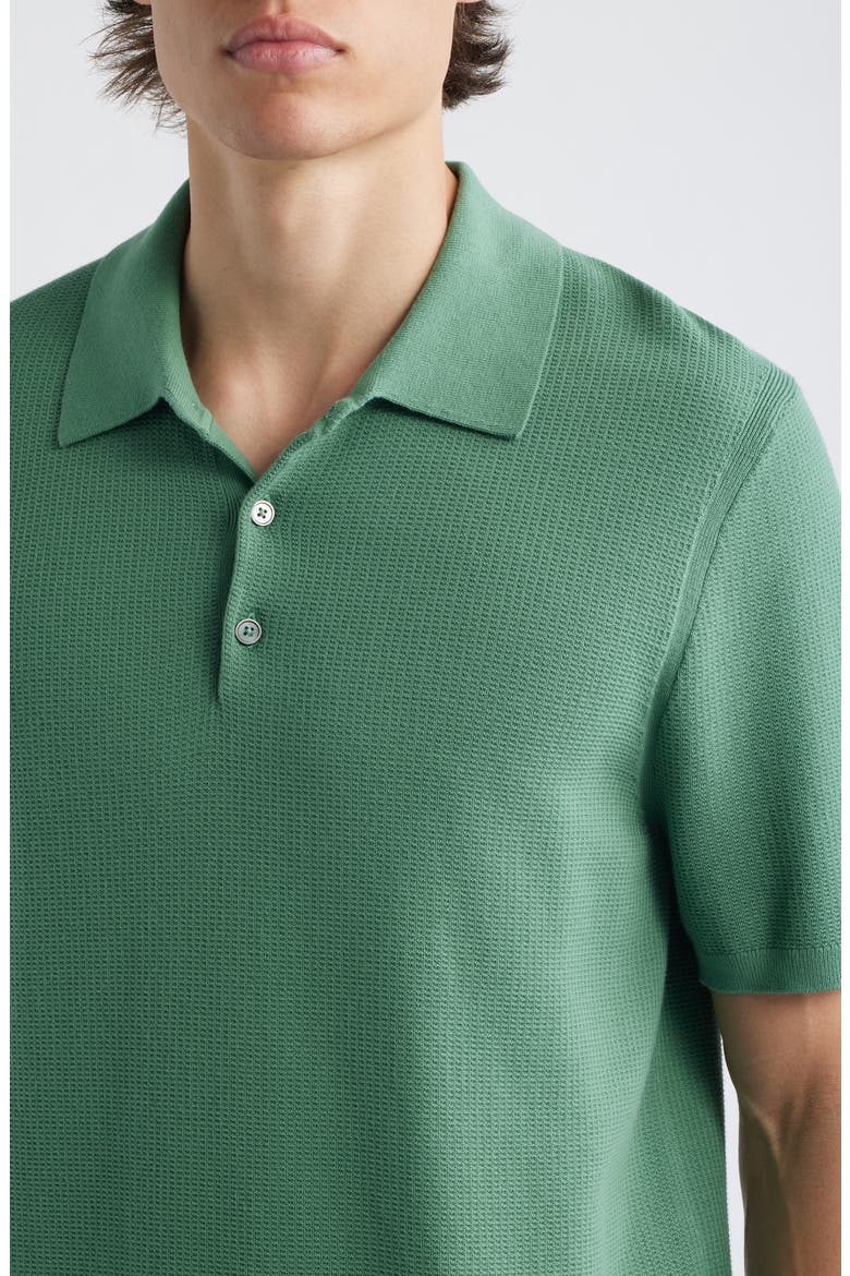 Short Sleeve Organic Cotton Polo Sweater, Alternate, color, EMERALD GREEN