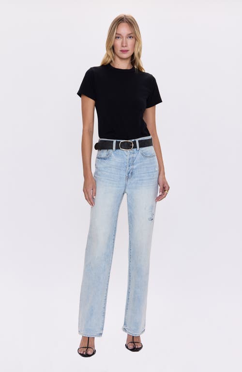 Pistola Cassie Embellished High Waist Ripped Straight Leg Jeans In Blue