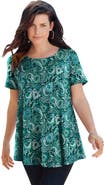 Roaman's Plus Size Ultimate Cotton Crewneck Short Sleeve Swing Tee