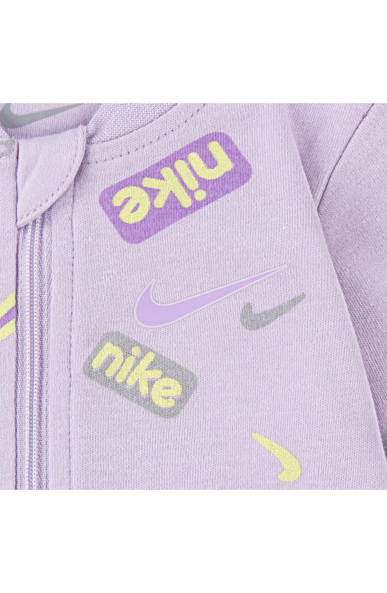 Nike Logo Print Zip Footie, Alternate, color, Doll