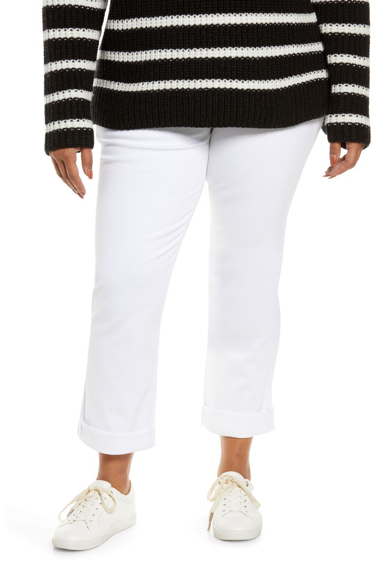 'Lyssentials High Rise Boyfriend Denim Leggings, Main, color, WHITE