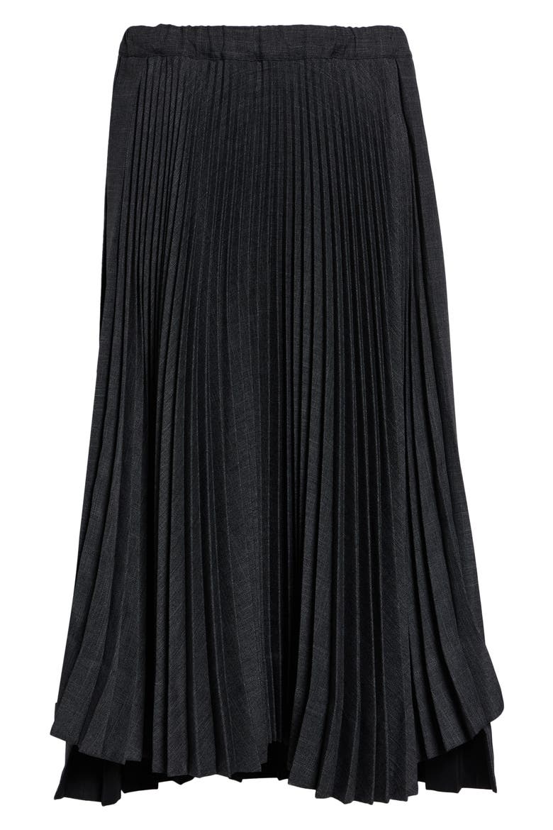 Layered Pleated Midi Skirt, Alternate, color, MELANGE BLACK/ WHITE