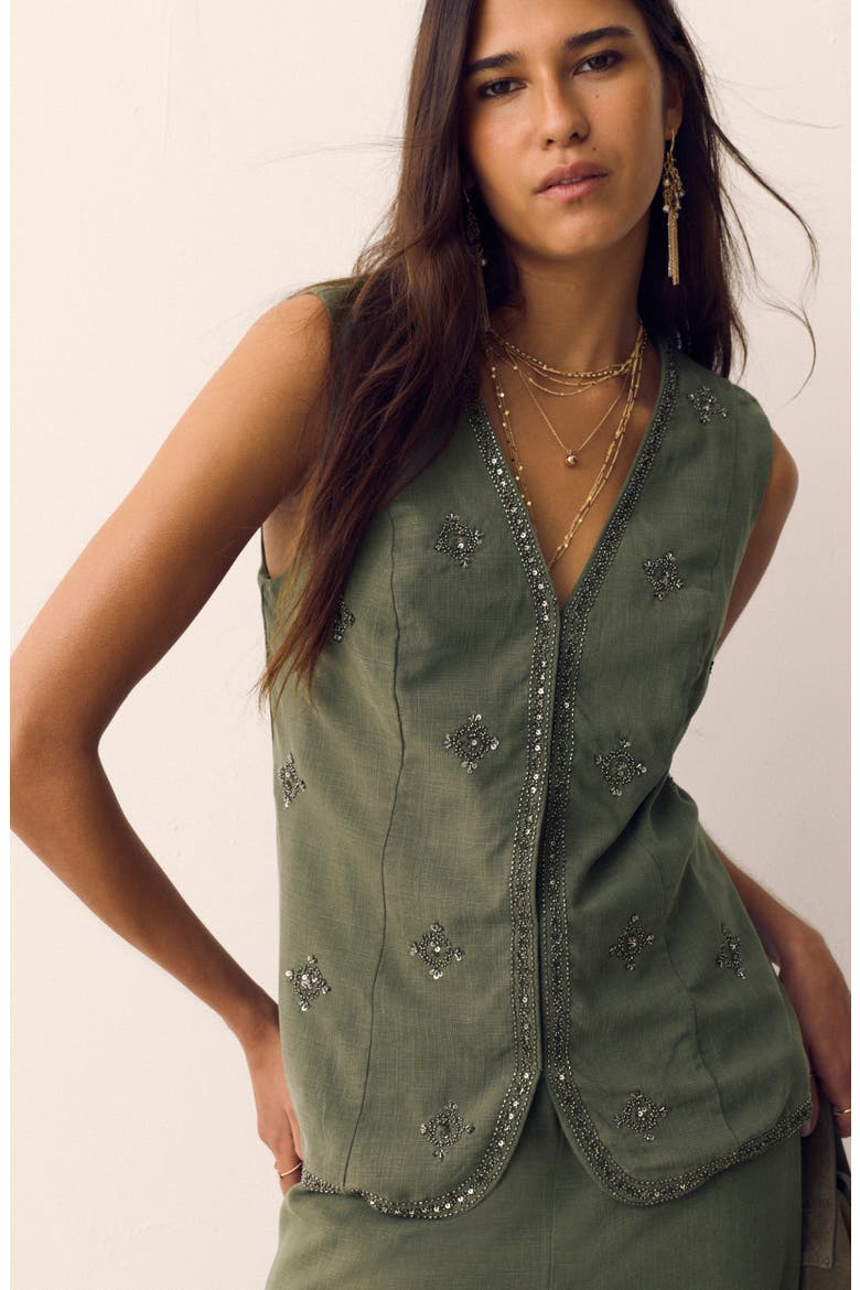 Embellished Vest, Alternate, color, HUNTER GREEN