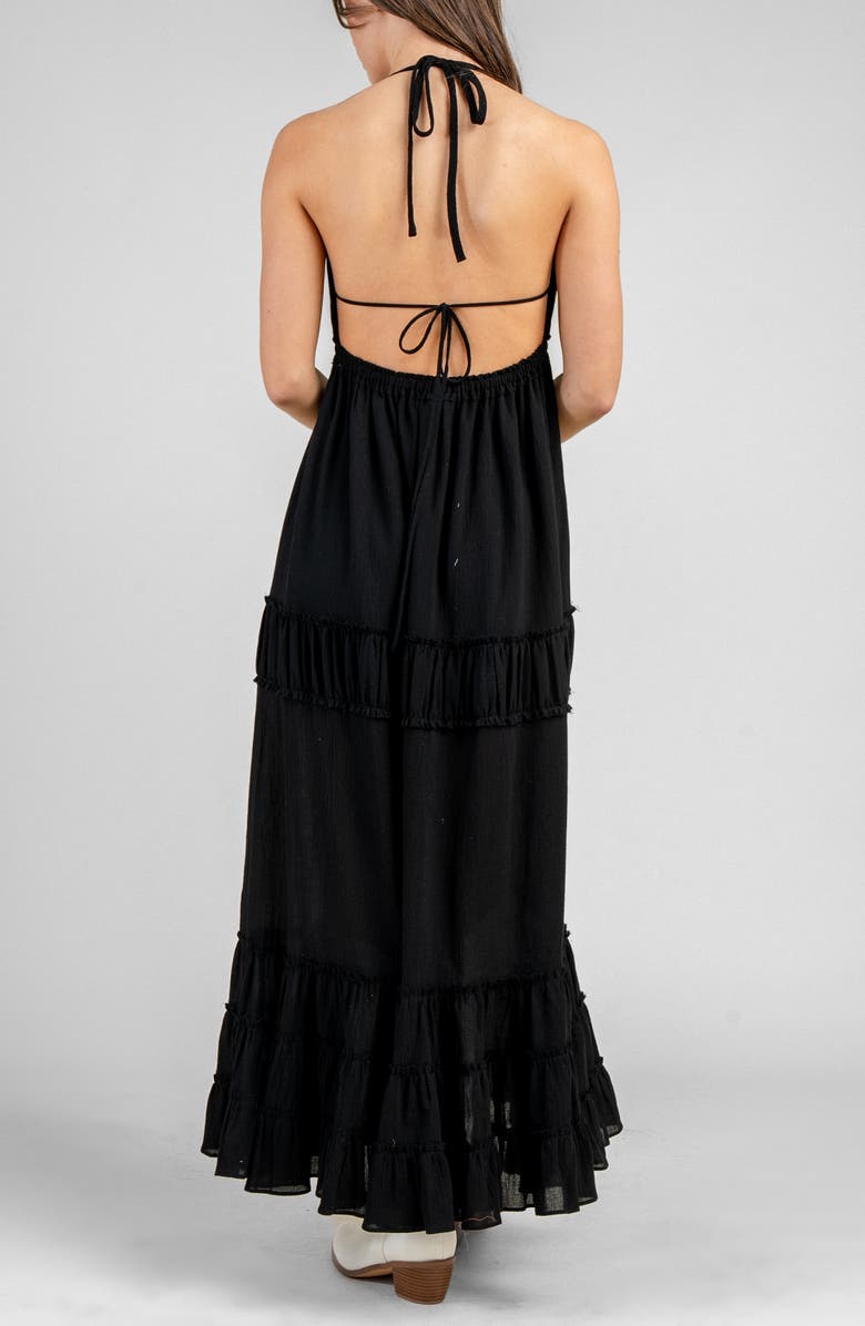 Beivy Gauze Maxi Halter Dress, Alternate, color, Black