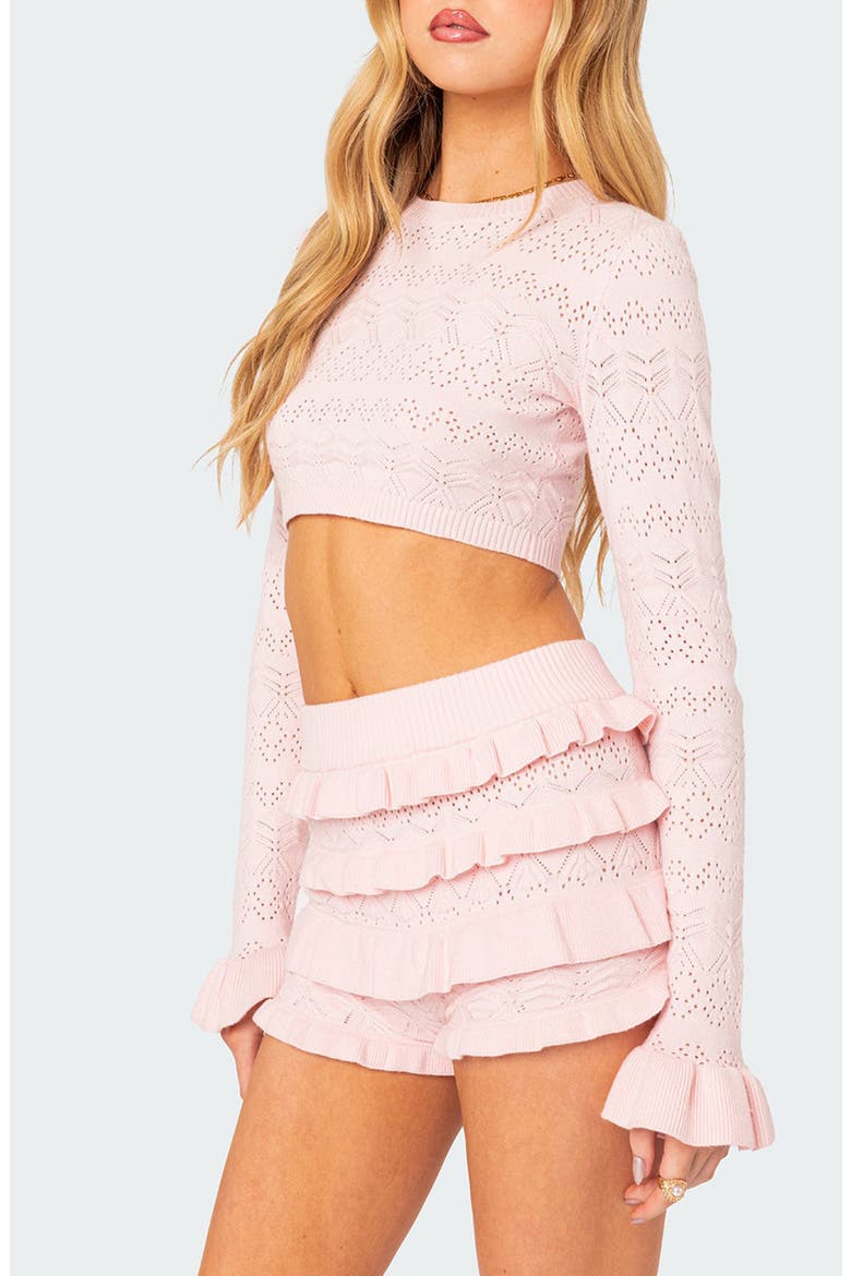Delana Pointelle Crop Top, Alternate, color, LIGHT-PINK