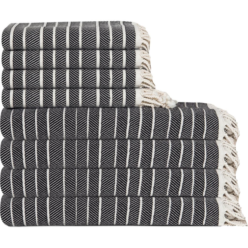 Olive And Linen Olive & Linen Cloud Soft Turkish Towel Bundle In Black