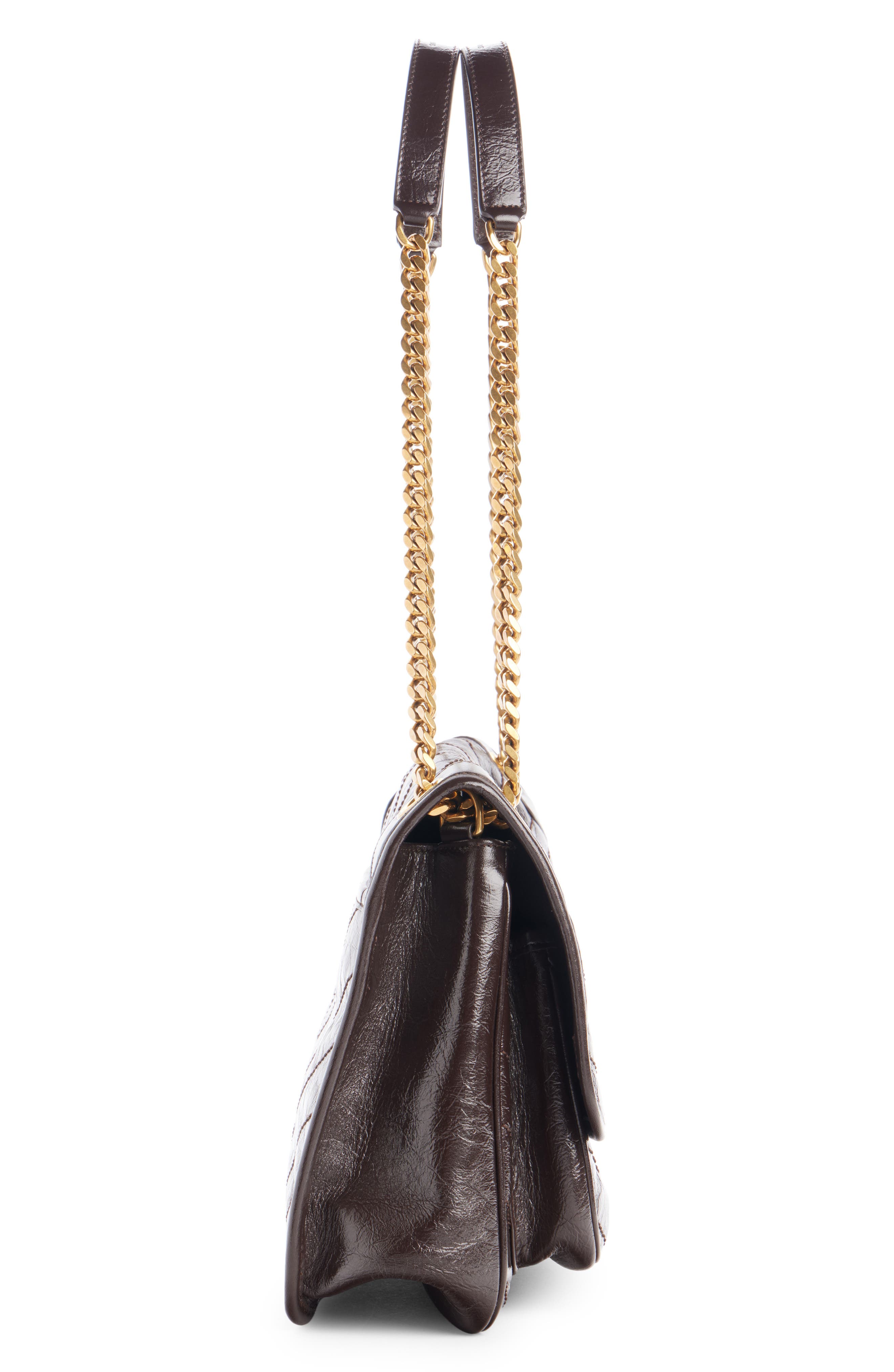 Medium Niki Leather Shoulder Bag, Alternate, color, DARK SWEET CHOCO