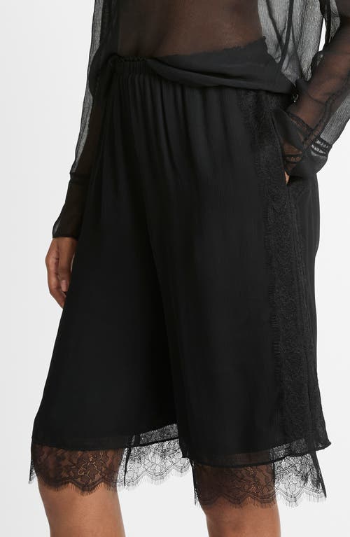 Vince Lace Trim Chiffon Shorts In Black