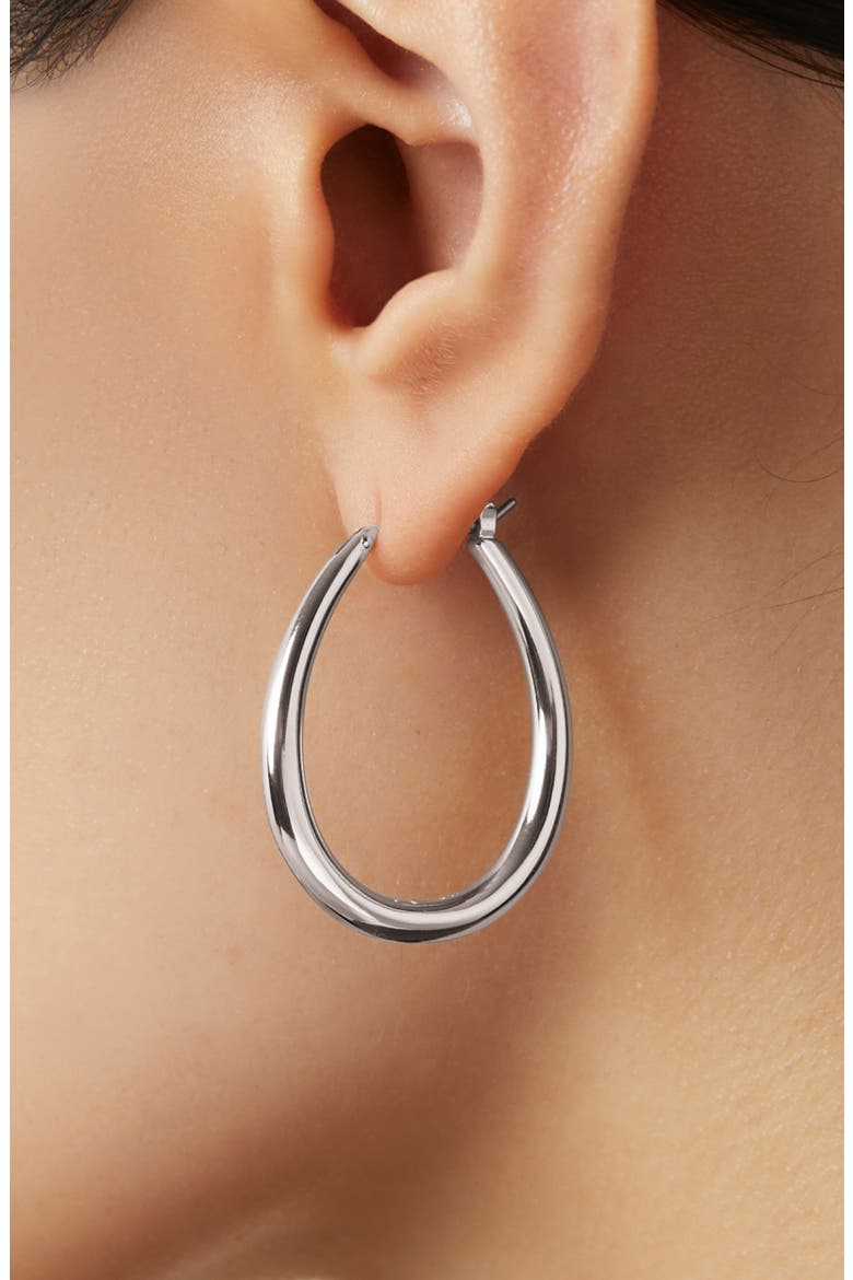 Hoop Earrings - Cuidado, Alternate, color, Silver