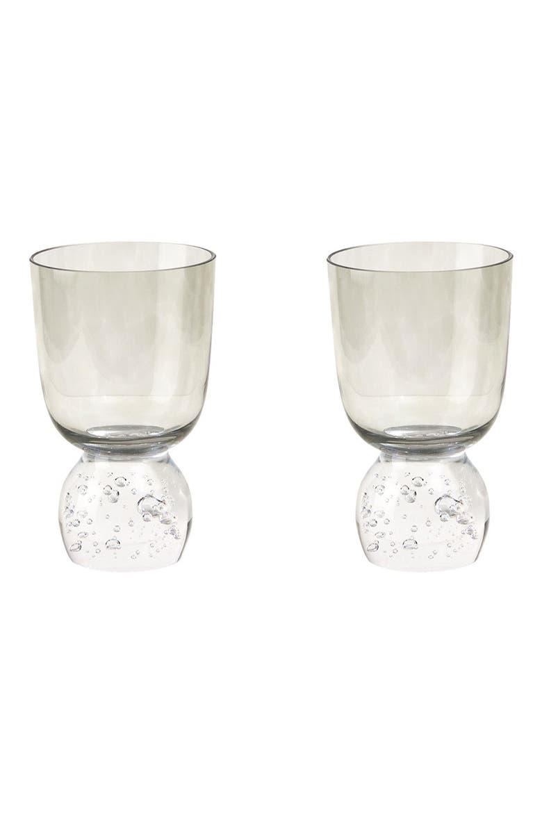 Set of 2 Hand Blown Bubble Glass Tumblers, Main, color, TOURMALINE GREEN