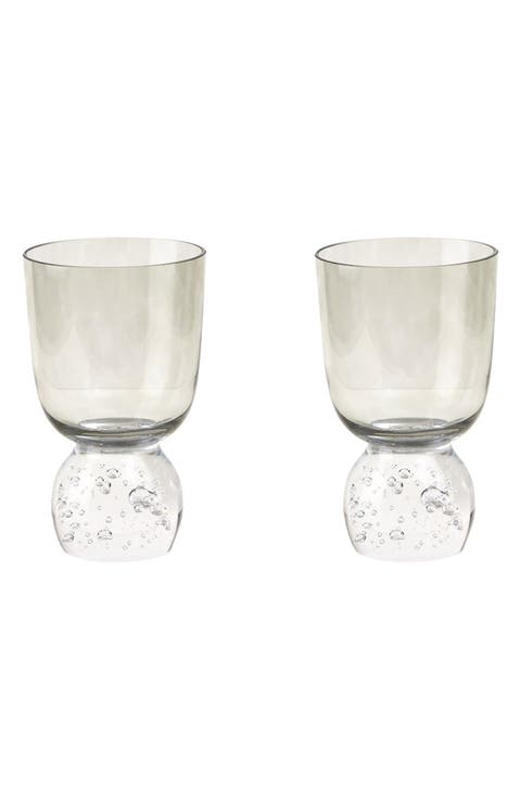 Set of 2 Hand Blown Bubble Glass Tumblers