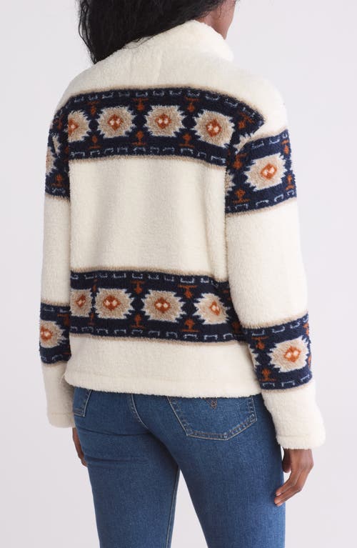 Shop Lucky Brand Geo Print Faux Fur Zip Jacket In Natural Mu