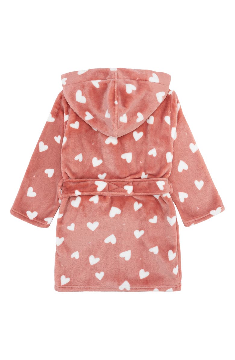 Petit Lem Kids' Heart Print Fitted Recycled Polyester Hooded Robe, Alternate, color, 