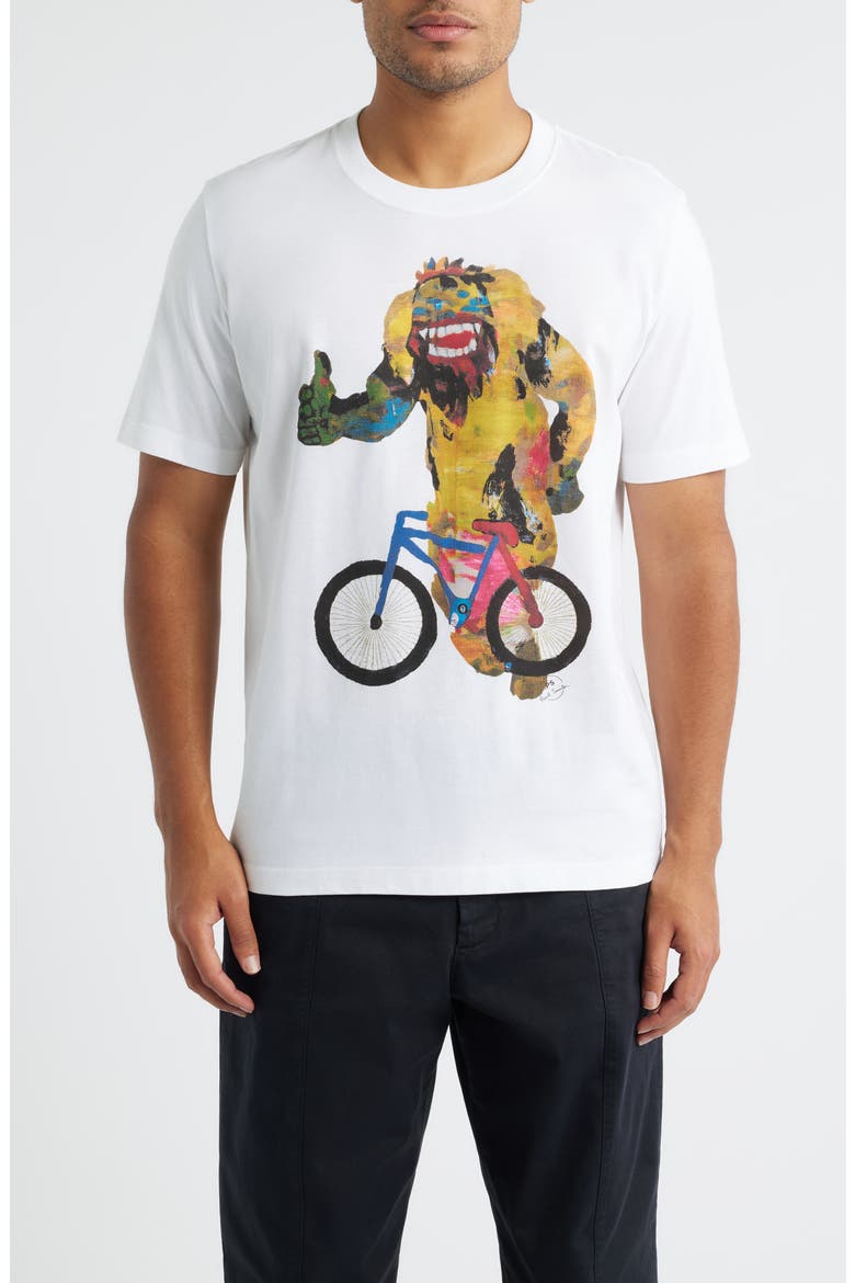 Regular Fit Bike Monster Organic Cotton Graphic T-Shirt, Main, color, WHITE