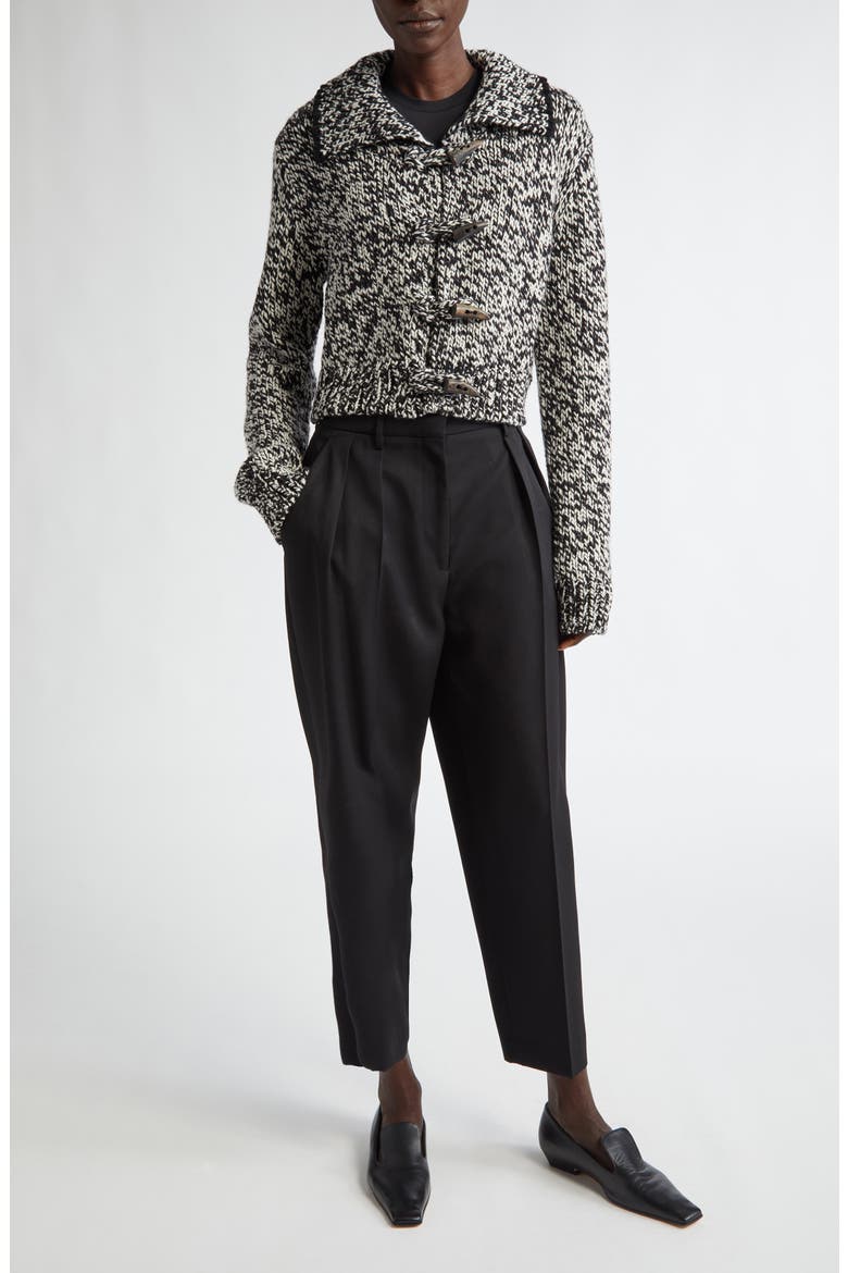 Lantini Marled Merino Wool Blend Sweater Jacket, Alternate, color, BLACK/ WHITE
