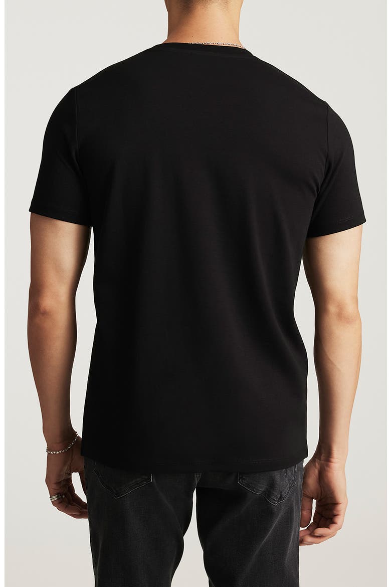 Black Stretch Cotton V-Neck T-Shirt, Alternate, color, BLACK