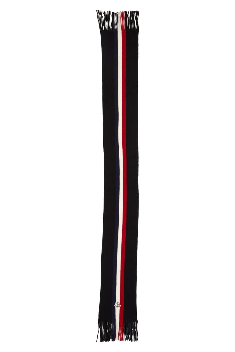 Stripe Virgin Wool Scarf, Alternate, color, BLACK