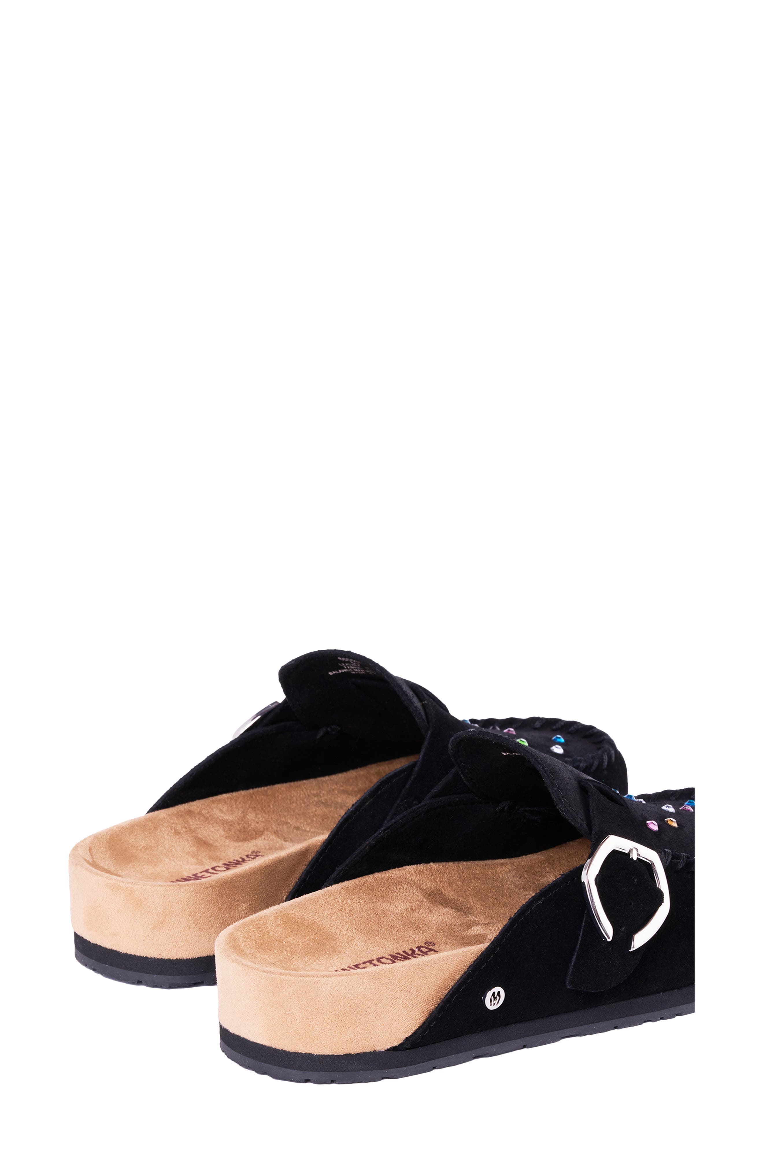 Rhinestone Buckle Clog, Alternate, color, BLACK