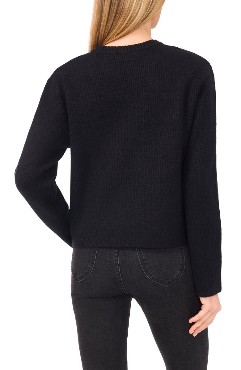 CeCe Embellished Bow Sweater, Alternate, color, Rich Black