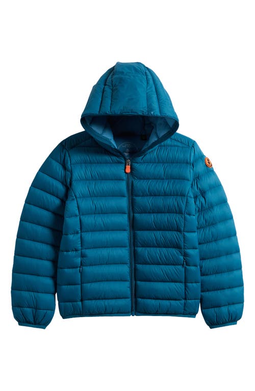 Save The Duck Kids' Dony Short Hooded Puffer Jacket In Green