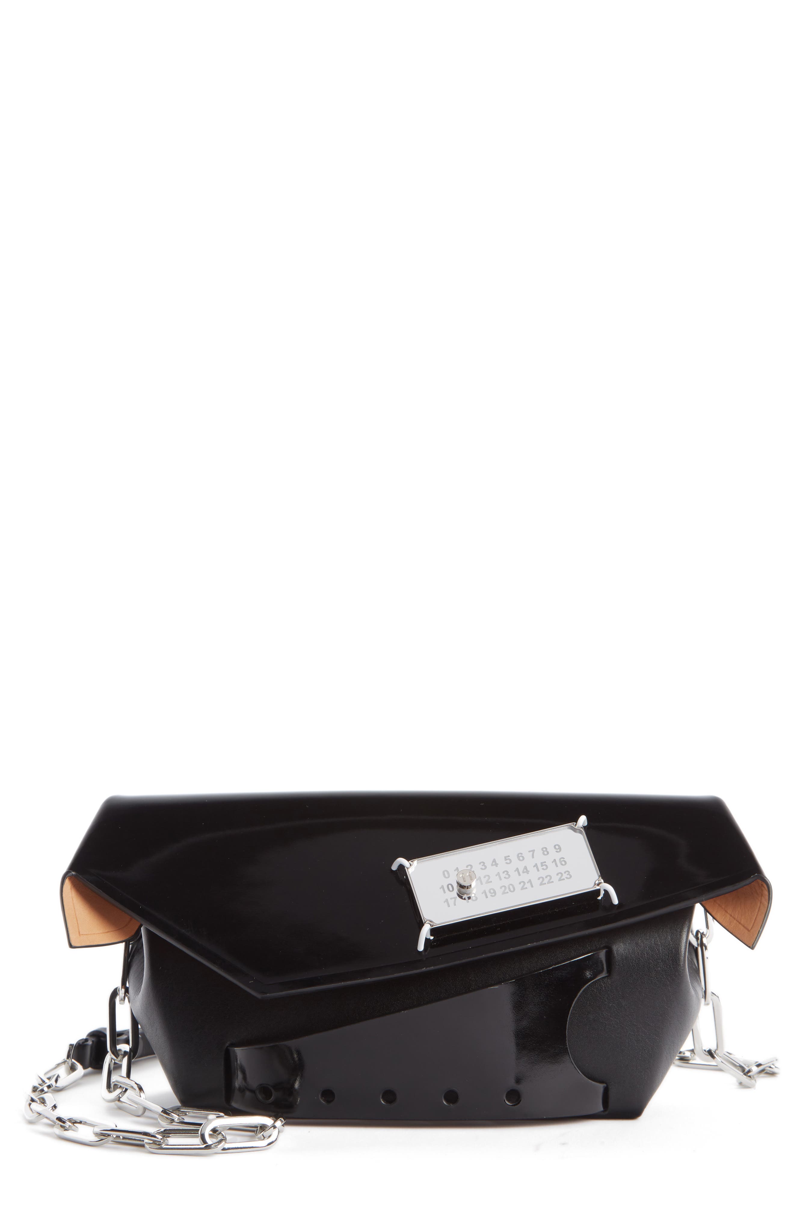 Maison Margiela Small Snatched Calfskin Leather Convertible Clutch, Main, color, 