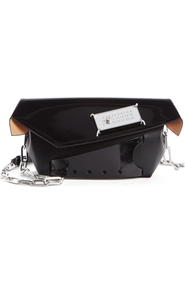 Maison Margiela Small Snatched Calfskin Leather Convertible Clutch, Main, color,
